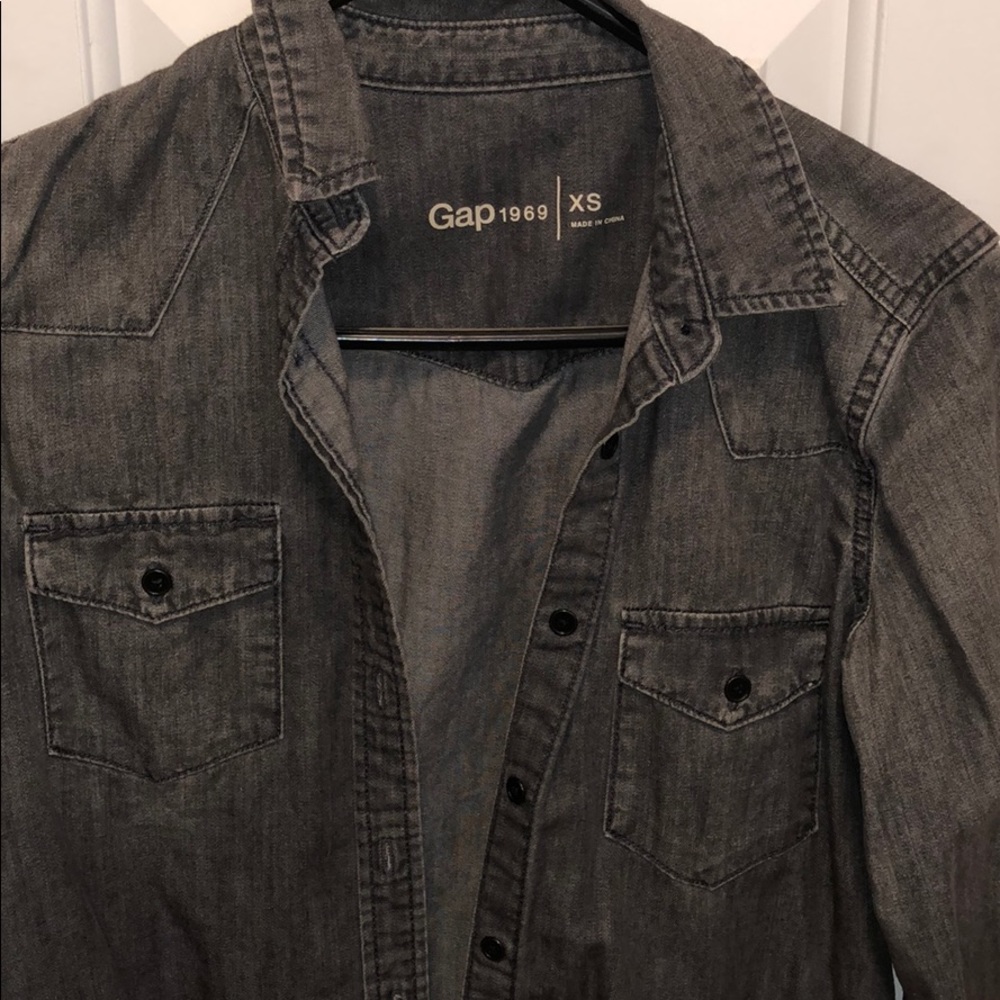 Gray Chambray Button Down - image 3